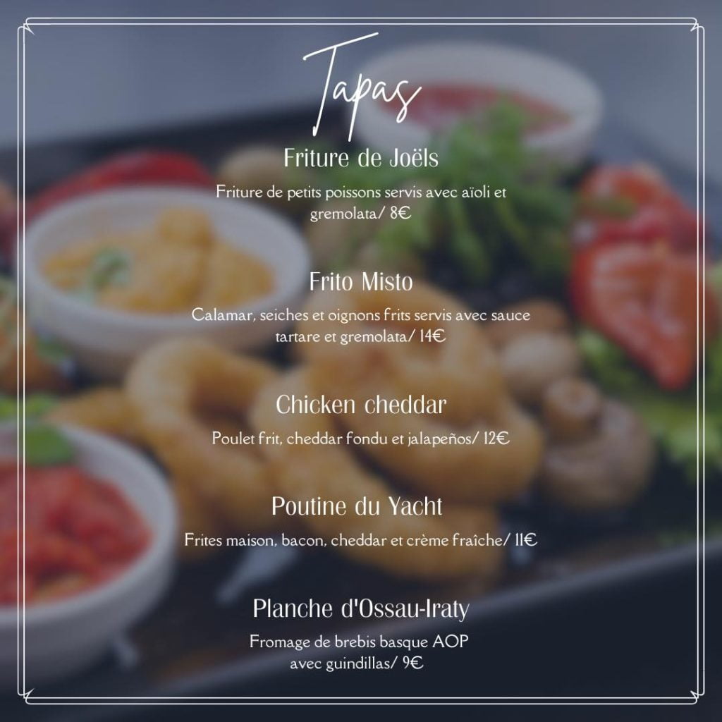 yacht club port saint louis menu 2