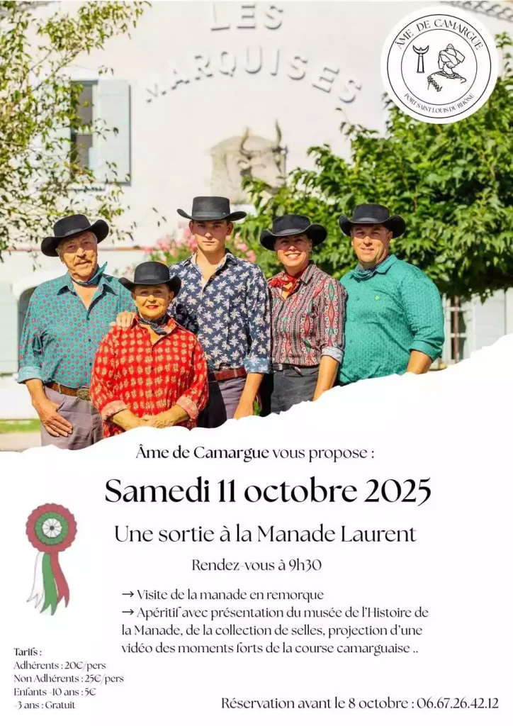 Sortie à la Manade Laurent avec Âme de Camargue – 11 octobre 2025 10 Affiche sortie Manade Laurent avec Âme de Camargue