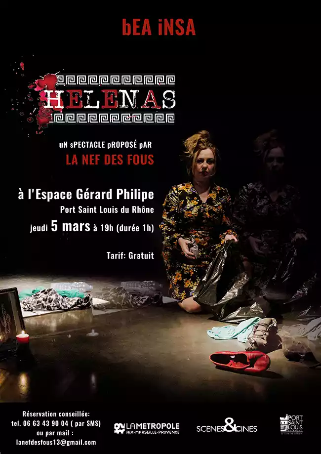 Spectacle Las Helenas de la compagnie La Nef des Fous à l’Espace Gérard Philipe de Port-Saint-Louis-du-Rhône dans le cadre de la Semaine au Féminin 2026