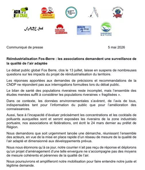 Qualité de l’Air à Fos-Berre : Les Associations Exigent une Surveillance Renforcée ! 2 associatio Au Fil du Rhone 2 copie