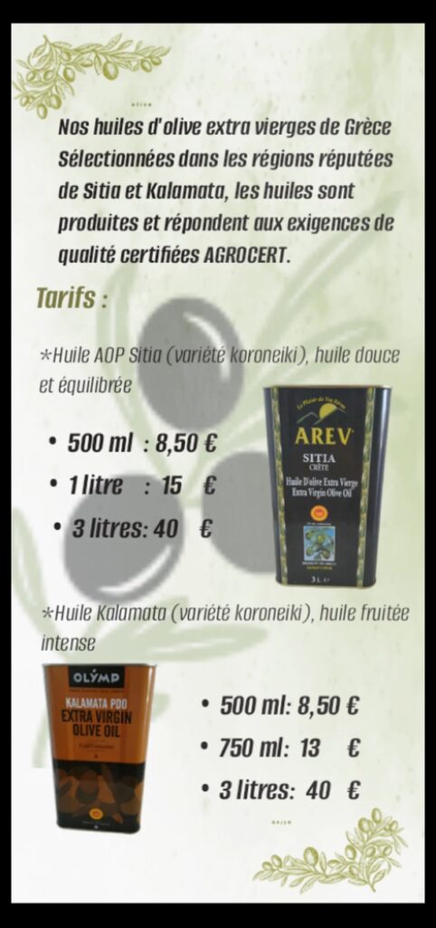 Huile d'olive grecque AOP à Port-Saint-Louis-du-Rhône : découvrez les saveurs authentiques de Sitia et Kalamata avec Alexandre Kriticos 3 FLYER 2