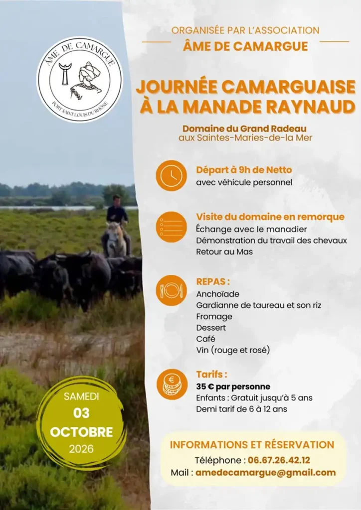 Journée camarguaise à la Manade Raynaud le 3 octobre 2026 1 manade raynaud