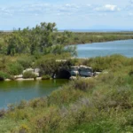 Little bridge across the ditch along Digue de la Mer, Saintes-Marie-de-la-Mer, 2015 — Arles