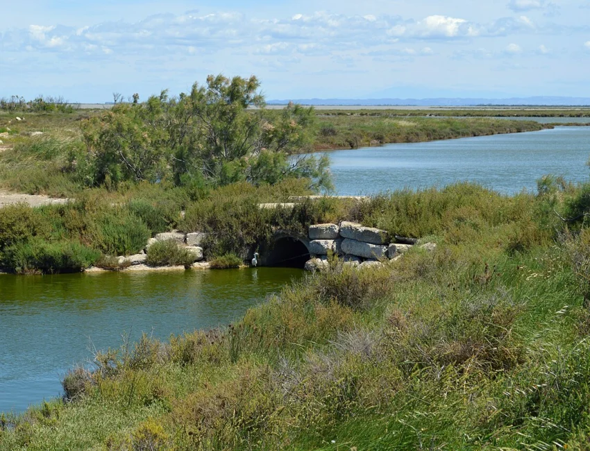 Inondations à Arles : une cellule d'aide aux sinistrés ouvre au PSP1 1 Little bridge across the ditch along Digue de la Mer, Saintes-Marie-de-la-Mer, 2015 — Arles